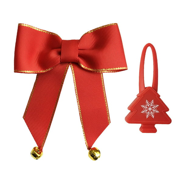 Holiday Themed Handmade Slide-On Dog Collar Bow